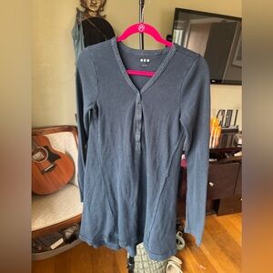 Three Dots Blue Long Sleeve Dress